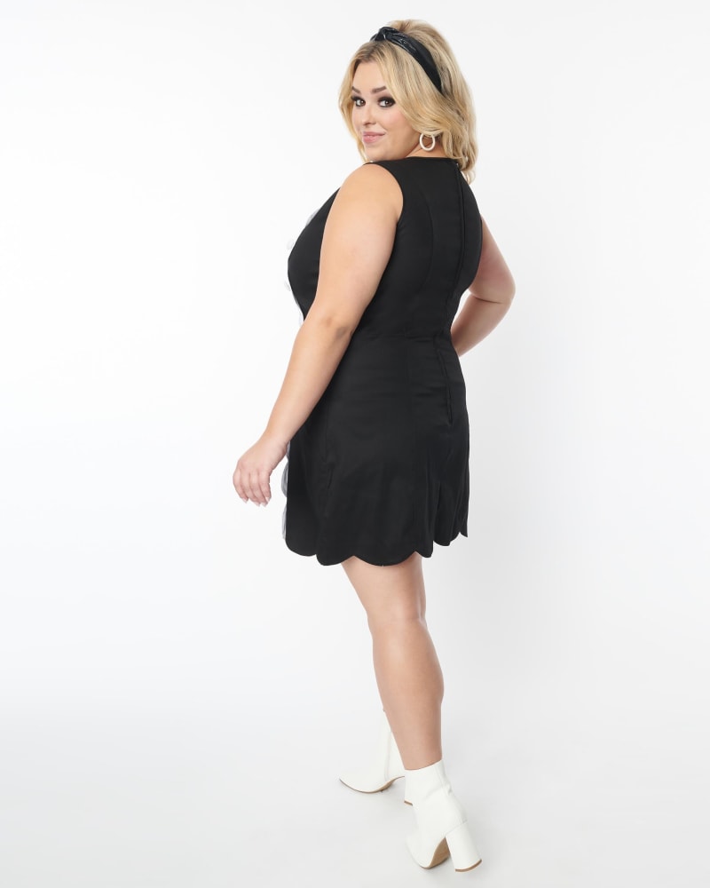 Smak Parlour Plus Size Black & White Stripe Scallop Mini Dress | Black